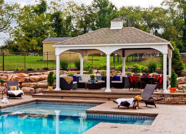 Pavilion by a pool